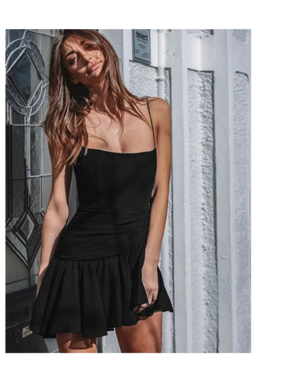 Zara Ruffled Ruched Dress Size S - Picture 1 of 7